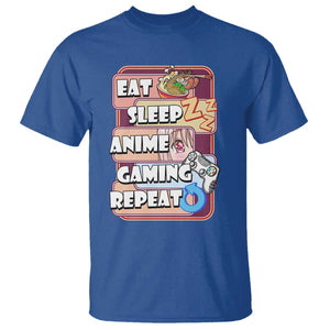 Eat Sleep Anime Gaming Repeat T Shirt Kawaii Otaku Manga Ramen Lover TS02 Royal Blue Print Your Wear