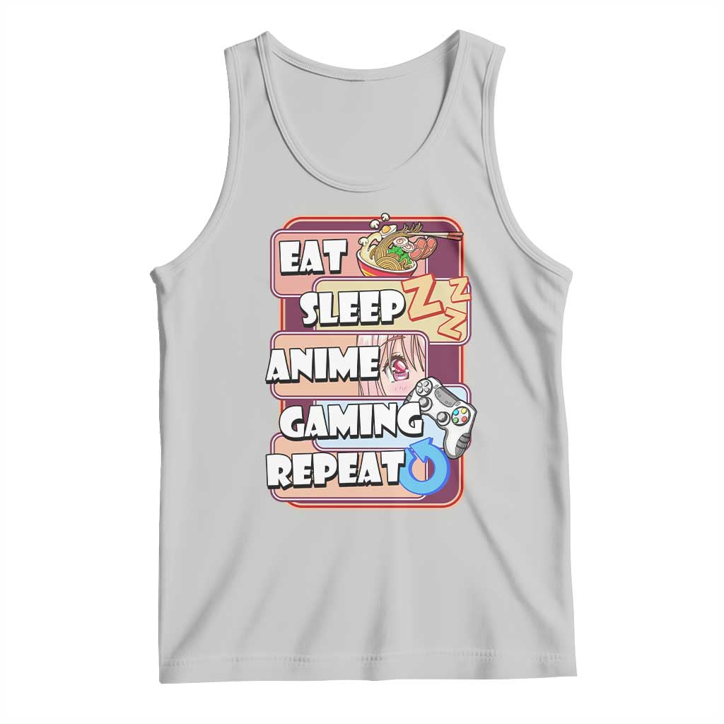 Eat Sleep Anime Gaming Repeat Tank Top Kawaii Otaku Manga Ramen Lover TS02 Ash Print Your Wear