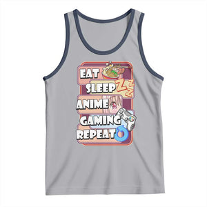 Eat Sleep Anime Gaming Repeat Tank Top Kawaii Otaku Manga Ramen Lover TS02 Athletic Heather Navy Print Your Wear