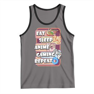 Eat Sleep Anime Gaming Repeat Tank Top Kawaii Otaku Manga Ramen Lover TS02 Deep Heather Black Print Your Wear