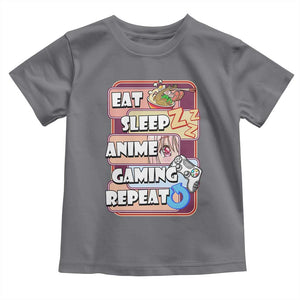 Eat Sleep Anime Gaming Repeat Toddler T Shirt Kawaii Otaku Manga Ramen Lover TS02 Charcoal Print Your Wear