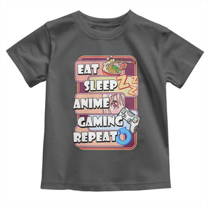 Eat Sleep Anime Gaming Repeat Toddler T Shirt Kawaii Otaku Manga Ramen Lover TS02 Dark Heather Print Your Wear