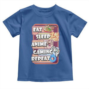 Eat Sleep Anime Gaming Repeat Toddler T Shirt Kawaii Otaku Manga Ramen Lover TS02 Royal Blue Print Your Wear