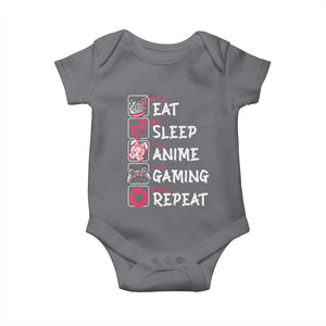 Eat Sleep Anime Gaming Repeat Baby Onesie Otaku Gamer Manga Lover Japanese Pop Culture TS02 Charcoal Print Your Wear