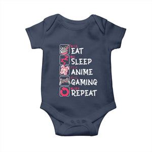 Eat Sleep Anime Gaming Repeat Baby Onesie Otaku Gamer Manga Lover Japanese Pop Culture TS02 Navy Print Your Wear