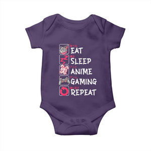 Eat Sleep Anime Gaming Repeat Baby Onesie Otaku Gamer Manga Lover Japanese Pop Culture TS02 Purple Print Your Wear