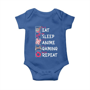 Eat Sleep Anime Gaming Repeat Baby Onesie Otaku Gamer Manga Lover Japanese Pop Culture TS02 Royal Blue Print Your Wear
