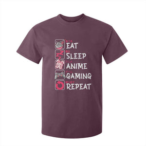 Eat Sleep Anime Gaming Repeat T Shirt For Kid Otaku Gamer Manga Lover Japanese Pop Culture TS02 Maroon Print Your Wear