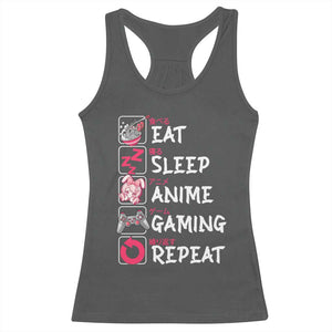 Eat Sleep Anime Gaming Repeat Racerback Tank Top Otaku Gamer Manga Lover Japanese Pop Culture TS02 Dark Heather Print Your Wear