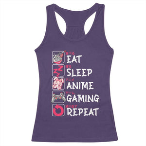 Eat Sleep Anime Gaming Repeat Racerback Tank Top Otaku Gamer Manga Lover Japanese Pop Culture TS02 Purple Print Your Wear