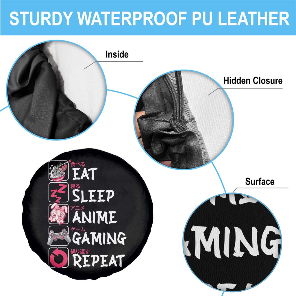 Eat Sleep Anime Gaming Repeat Spare Tire Cover Otaku Gamer Manga Lover Japanese Pop Culture TS02 Print Your Wear