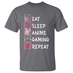 Eat Sleep Anime Gaming Repeat T Shirt Otaku Gamer Manga Lover Japanese Pop Culture TS02 Charcoal Print Your Wear