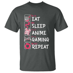 Eat Sleep Anime Gaming Repeat T Shirt Otaku Gamer Manga Lover Japanese Pop Culture TS02 Dark Heather Print Your Wear