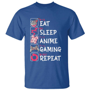 Eat Sleep Anime Gaming Repeat T Shirt Otaku Gamer Manga Lover Japanese Pop Culture TS02 Royal Blue Print Your Wear