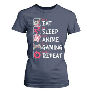 Eat Sleep Anime Gaming Repeat T Shirt For Women Otaku Gamer Manga Lover Japanese Pop Culture TS02 Navy Print Your Wear