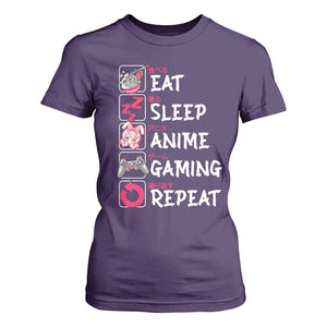 Eat Sleep Anime Gaming Repeat T Shirt For Women Otaku Gamer Manga Lover Japanese Pop Culture TS02 Purple Print Your Wear