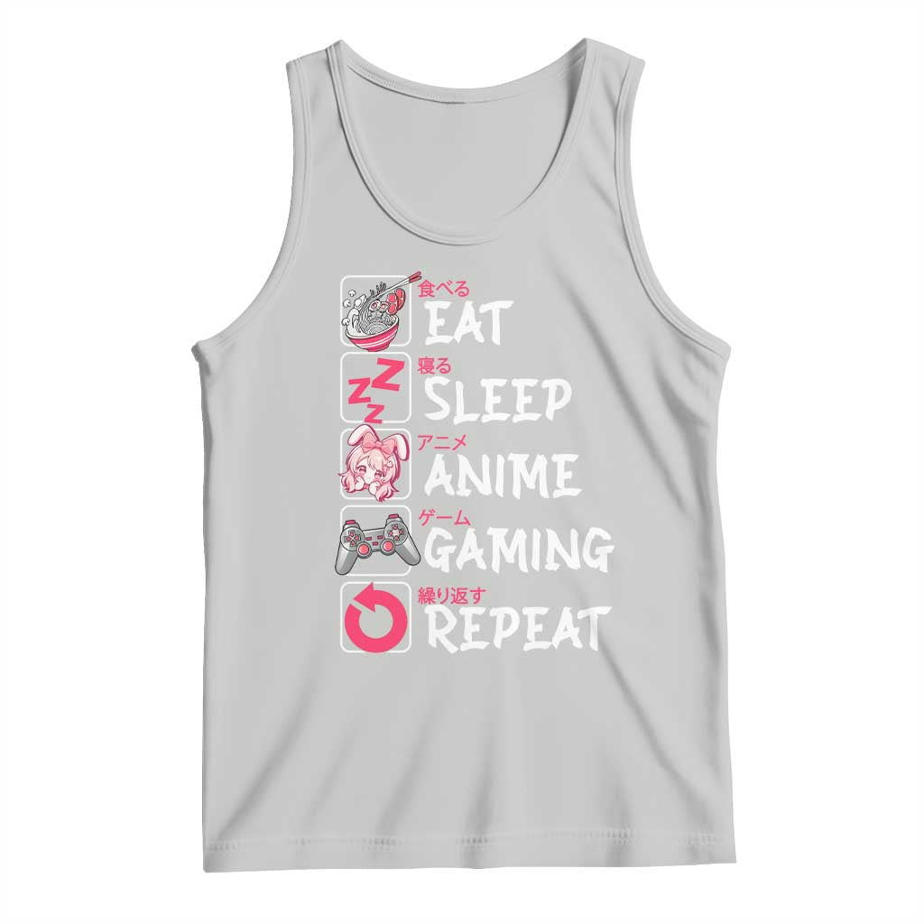 Eat Sleep Anime Gaming Repeat Tank Top Otaku Gamer Manga Lover Japanese Pop Culture TS02 Ash Print Your Wear