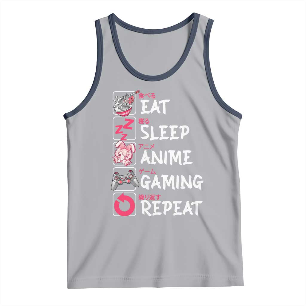 Eat Sleep Anime Gaming Repeat Tank Top Otaku Gamer Manga Lover Japanese Pop Culture TS02 Athletic Heather Navy Print Your Wear