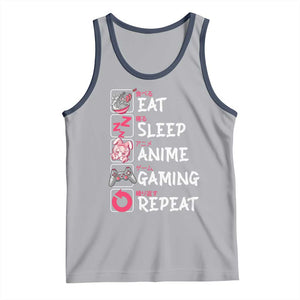 Eat Sleep Anime Gaming Repeat Tank Top Otaku Gamer Manga Lover Japanese Pop Culture TS02 Athletic Heather Navy Print Your Wear