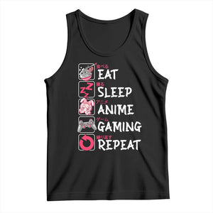 Eat Sleep Anime Gaming Repeat Tank Top Otaku Gamer Manga Lover Japanese Pop Culture TS02 Black Print Your Wear