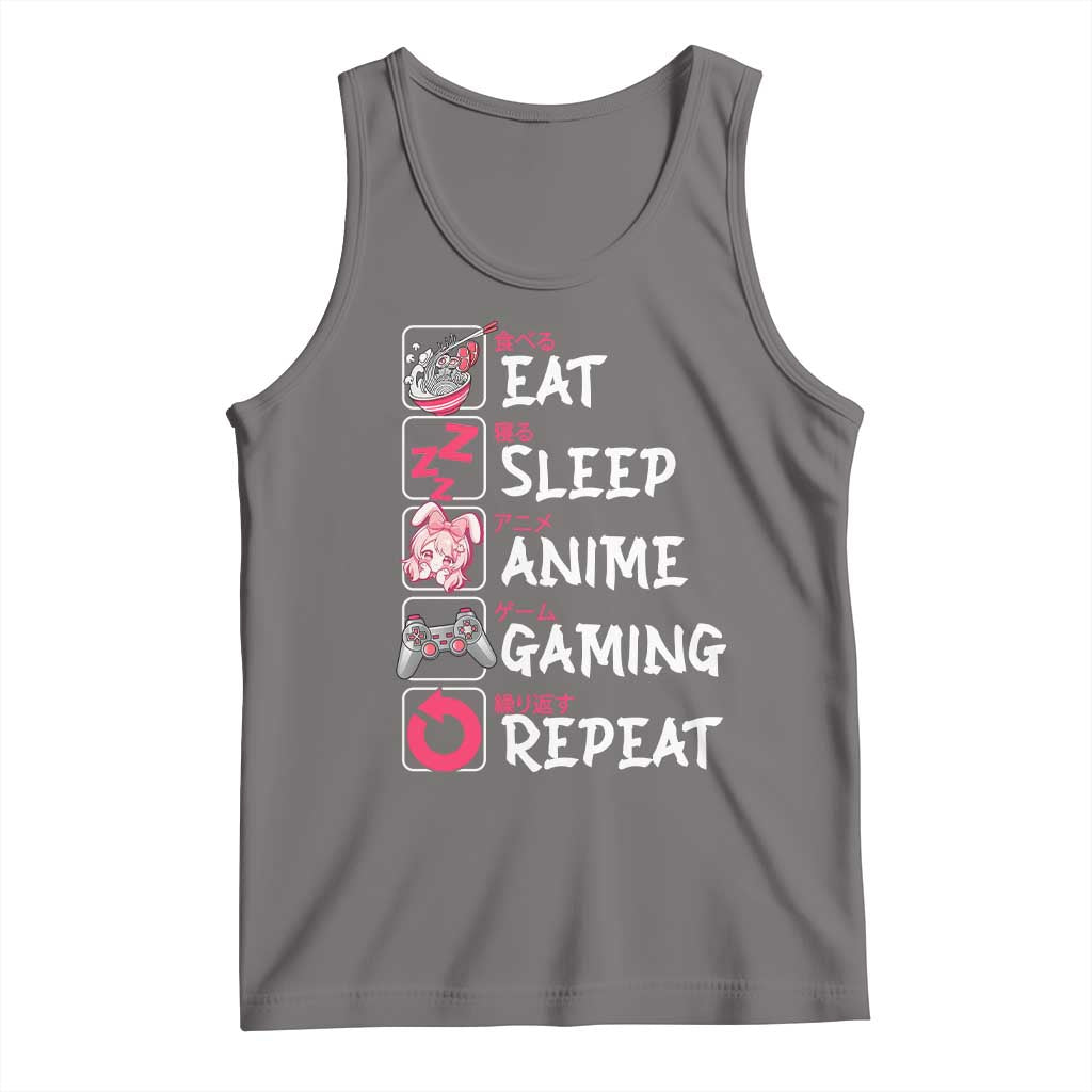 Eat Sleep Anime Gaming Repeat Tank Top Otaku Gamer Manga Lover Japanese Pop Culture TS02 Deep Heather Print Your Wear