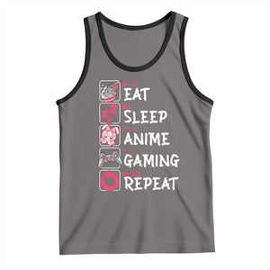 Eat Sleep Anime Gaming Repeat Tank Top Otaku Gamer Manga Lover Japanese Pop Culture TS02 Deep Heather Black Print Your Wear