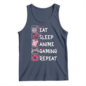 Eat Sleep Anime Gaming Repeat Tank Top Otaku Gamer Manga Lover Japanese Pop Culture TS02 Navy Print Your Wear