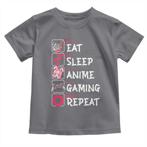 Eat Sleep Anime Gaming Repeat Toddler T Shirt Otaku Gamer Manga Lover Japanese Pop Culture TS02 Charcoal Print Your Wear