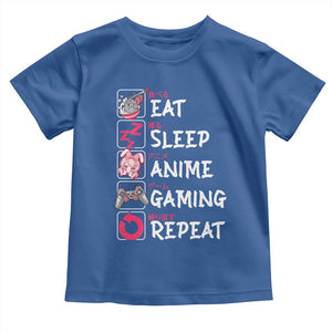 Eat Sleep Anime Gaming Repeat Toddler T Shirt Otaku Gamer Manga Lover Japanese Pop Culture TS02 Royal Blue Print Your Wear
