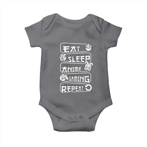 Eat Sleep Anime Gaming Repeat Baby Onesie Otaku Gamer Manga Lover TS02 Charcoal Print Your Wear