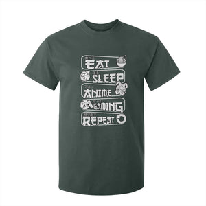Eat Sleep Anime Gaming Repeat T Shirt For Kid Otaku Gamer Manga Lover TS02 Dark Forest Green Print Your Wear
