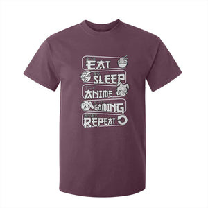 Eat Sleep Anime Gaming Repeat T Shirt For Kid Otaku Gamer Manga Lover TS02 Maroon Print Your Wear