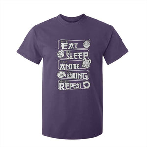 Eat Sleep Anime Gaming Repeat T Shirt For Kid Otaku Gamer Manga Lover TS02 Purple Print Your Wear