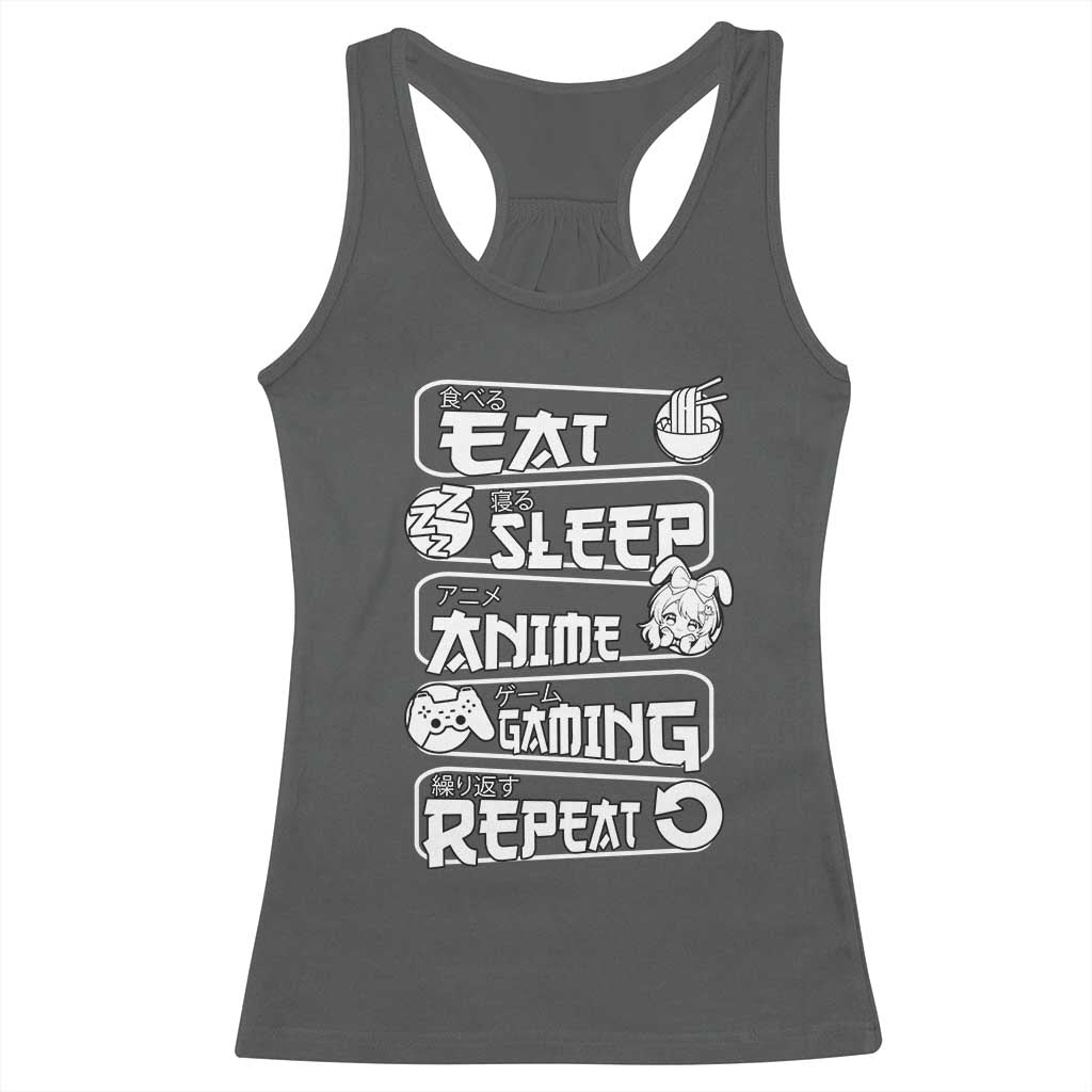 Eat Sleep Anime Gaming Repeat Racerback Tank Top Otaku Gamer Manga Lover TS02 Dark Heather Print Your Wear