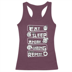 Eat Sleep Anime Gaming Repeat Racerback Tank Top Otaku Gamer Manga Lover TS02 Maroon Print Your Wear