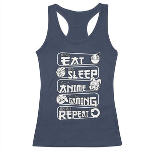 Eat Sleep Anime Gaming Repeat Racerback Tank Top Otaku Gamer Manga Lover TS02 Navy Print Your Wear