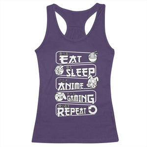 Eat Sleep Anime Gaming Repeat Racerback Tank Top Otaku Gamer Manga Lover TS02 Purple Print Your Wear
