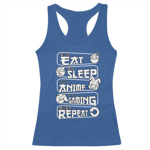 Eat Sleep Anime Gaming Repeat Racerback Tank Top Otaku Gamer Manga Lover TS02 Royal Blue Print Your Wear