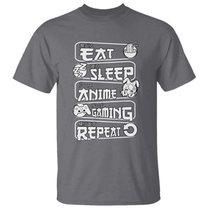 Eat Sleep Anime Gaming Repeat T Shirt Otaku Gamer Manga Lover TS02 Charcoal Print Your Wear