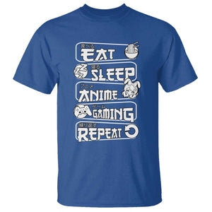Eat Sleep Anime Gaming Repeat T Shirt Otaku Gamer Manga Lover TS02 Royal Blue Print Your Wear