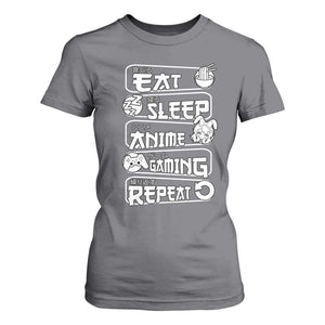 Eat Sleep Anime Gaming Repeat T Shirt For Women Otaku Gamer Manga Lover TS02 Charcoal Print Your Wear