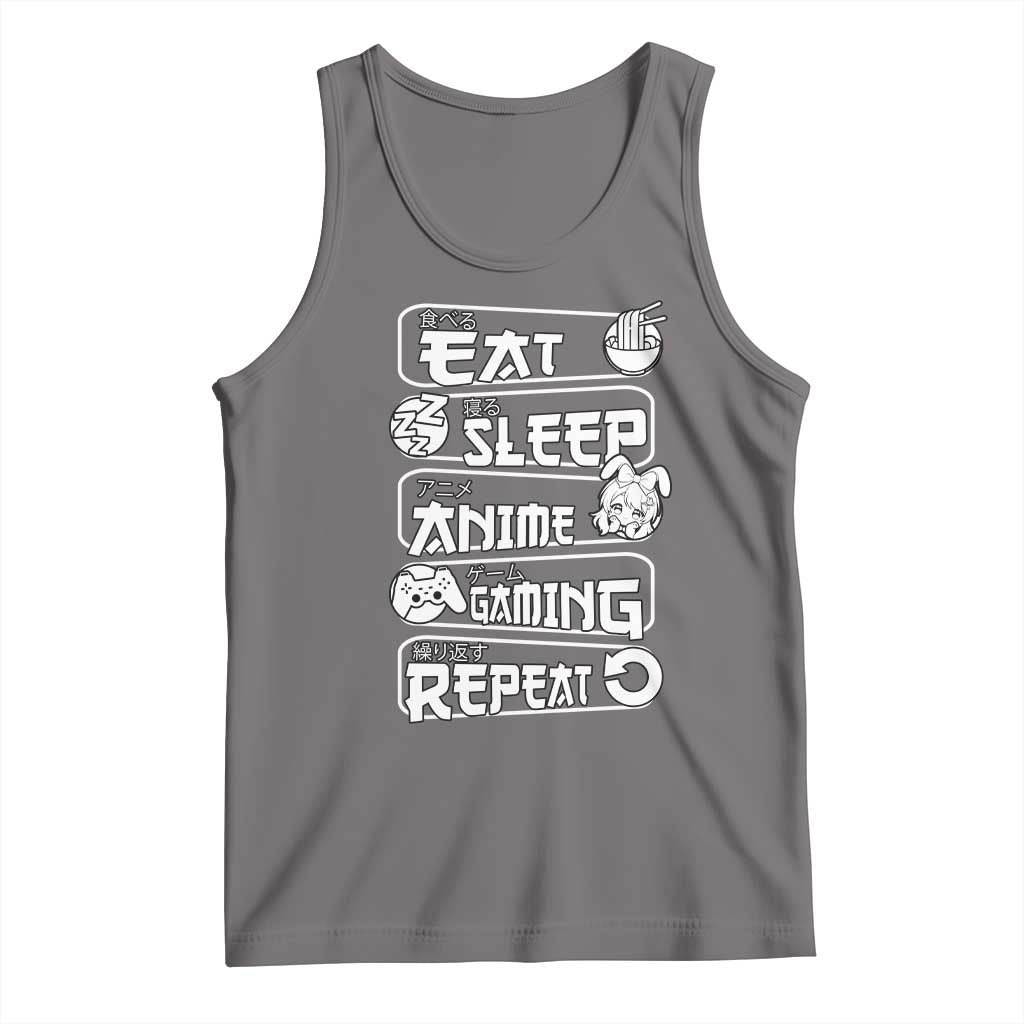 Eat Sleep Anime Gaming Repeat Tank Top Otaku Gamer Manga Lover TS02 Deep Heather Print Your Wear