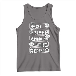 Eat Sleep Anime Gaming Repeat Tank Top Otaku Gamer Manga Lover TS02 Deep Heather Print Your Wear