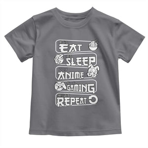 Eat Sleep Anime Gaming Repeat Toddler T Shirt Otaku Gamer Manga Lover TS02 Charcoal Print Your Wear