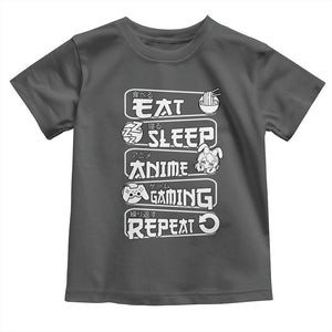 Eat Sleep Anime Gaming Repeat Toddler T Shirt Otaku Gamer Manga Lover TS02 Dark Heather Print Your Wear