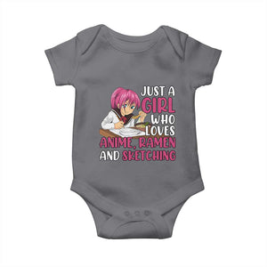 Just A Girl Who Loves Anime Ramen And Sketching Baby Onesie Japan Kawaii Otaku Manga Lover TS02 Charcoal Print Your Wear