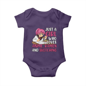 Just A Girl Who Loves Anime Ramen And Sketching Baby Onesie Japan Kawaii Otaku Manga Lover TS02 Purple Print Your Wear
