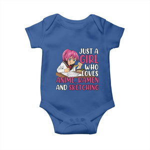 Just A Girl Who Loves Anime Ramen And Sketching Baby Onesie Japan Kawaii Otaku Manga Lover TS02 Royal Blue Print Your Wear