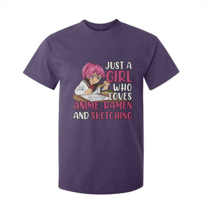 Just A Girl Who Loves Anime Ramen And Sketching T Shirt For Kid Japan Kawaii Otaku Manga Lover TS02 Purple Print Your Wear