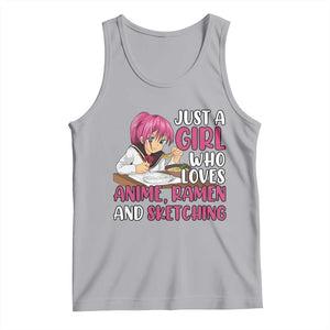 Just A Girl Who Loves Anime Ramen And Sketching Tank Top Japan Kawaii Otaku Manga Lover TS02 Athletic Heather Print Your Wear